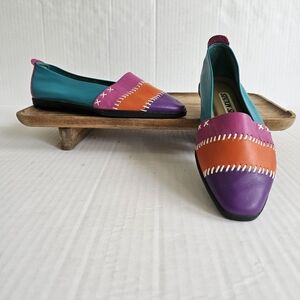 Station Six Slip On Flats Size 6 Multicolor Leather Moccasin